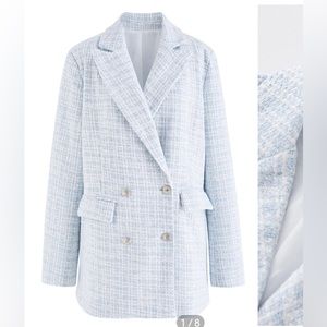 Chicwish Light Blue Tweed Blazer